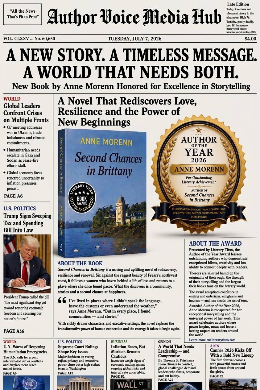 Author Voice Media Hub Front Page — Anne Morenn Named Author of the Year 2026